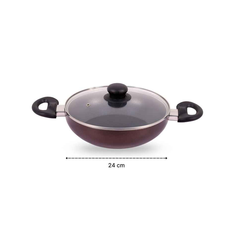 Bombay Kookware Kadai 24Cm With Glass Lid