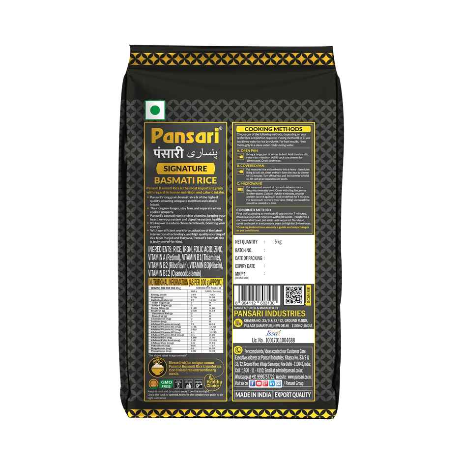 Pansari Signature Basmati Rice | Biryani Rice | Super Premium Chawal | Free Biryani Masala
