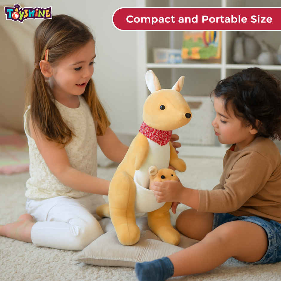Spanker Kangaroo Soft Toy with Baby Joey Cute Plush for Kids Decor - 34 cm