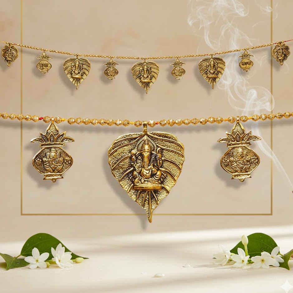Ganesh Ji & Kalash Toran For Door | Gold Polish | Devnidhii