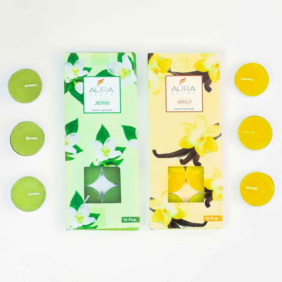 Scented Tea Light Candles | Jasmine & Vanilla | 20 Pcs | Auradecor