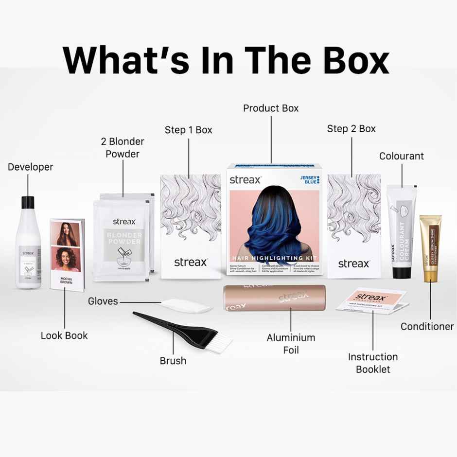 Streax Hair Colour Highlighting Kit Jersey Blue For Women