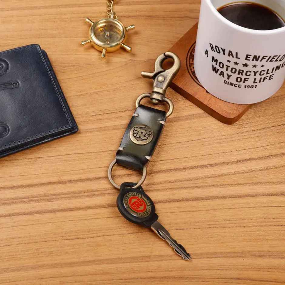 Royal Enfield Leather Key Chain | Black