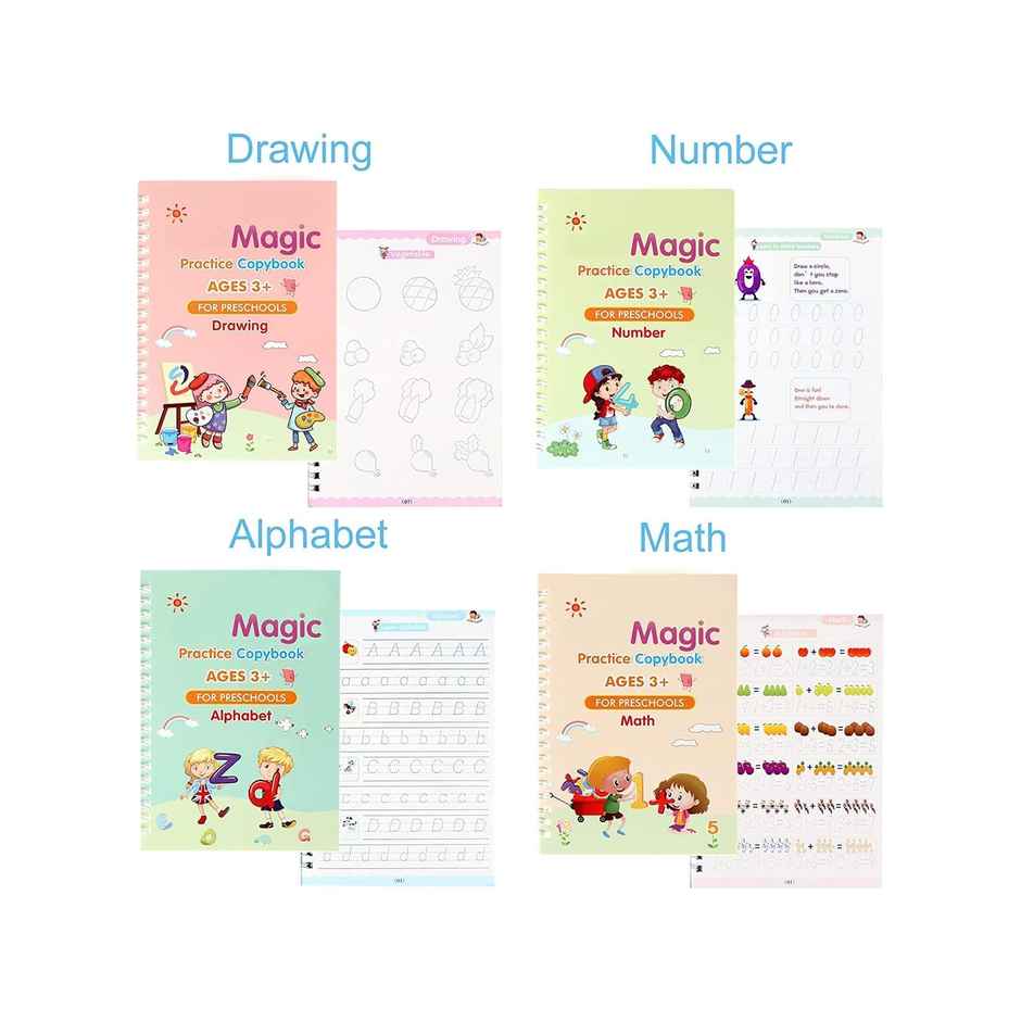 Kidara Sank Magic Kids Practice Book | 4 Books + 10 Refill + 1 Pen + 1 Grip