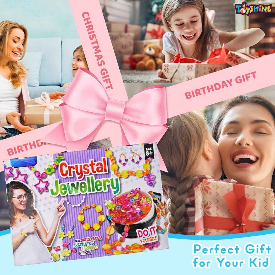 Toyshine Diy Crystal Jewellery Kit | 14 Bead Colors For Bracelets-Necklaces and Earrings | Age 8+