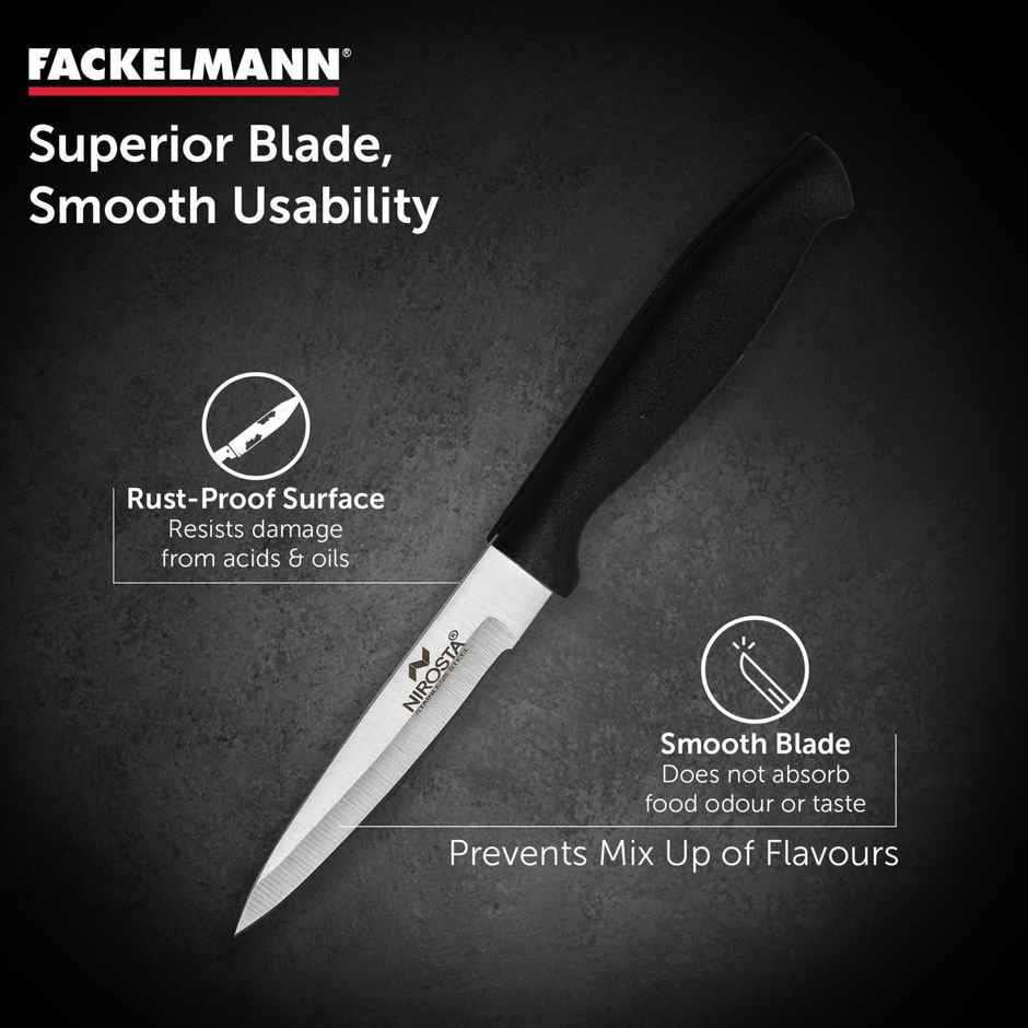 Fackelmann Nirosta Alpha Stainless Steel Vegetable Knife | Black & Silver | Ergonomic Handle