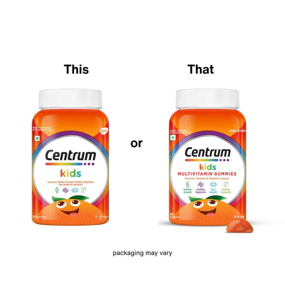 Centrum Kids Multivitamins - Zinc, Vit. B, C, D for Overall Growth & Immunity (30 Veg Gummies)