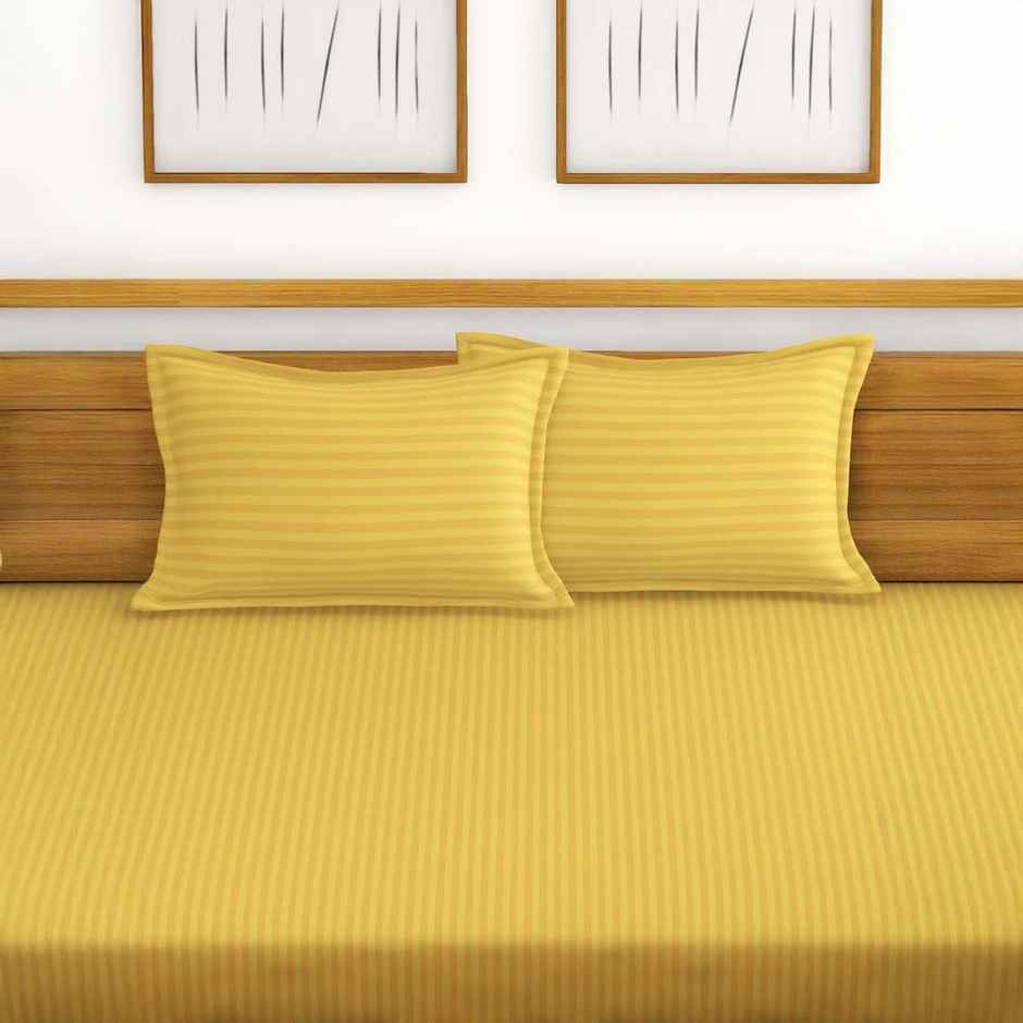 Bianca Super Soft 100% Cotton Satin Stripe Double Bedsheet, 2 Pillow Covers | Hilton | 108 x 108 in