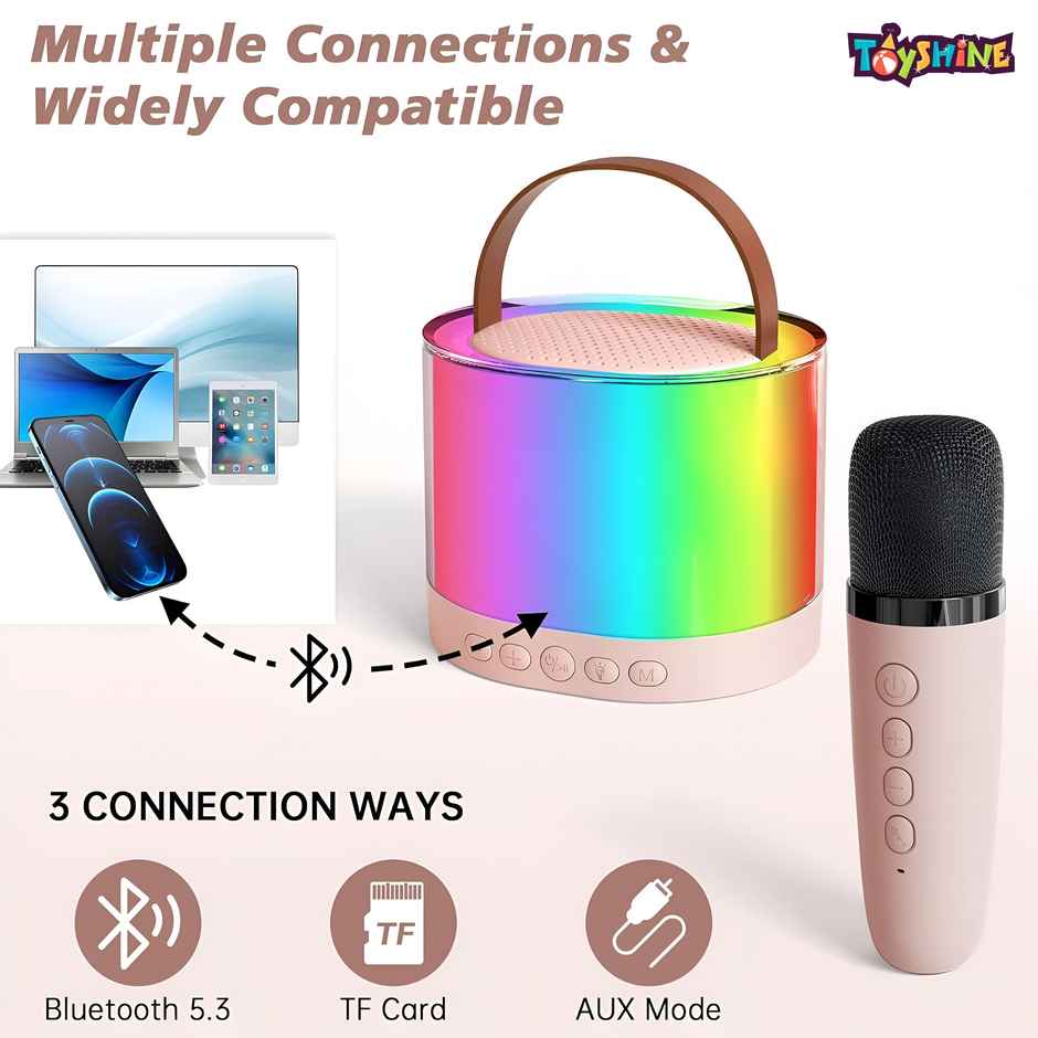 Toyshine Oval Bluetooth Speaker With Lights & Karaoke Microphones - Ages 4+