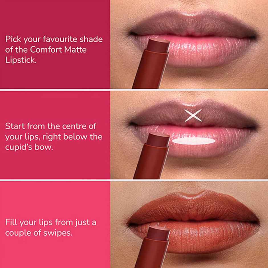 Mila Beaute Comfort Matte Lipstick | Pigmented & Long-Lasting | Coral Nude