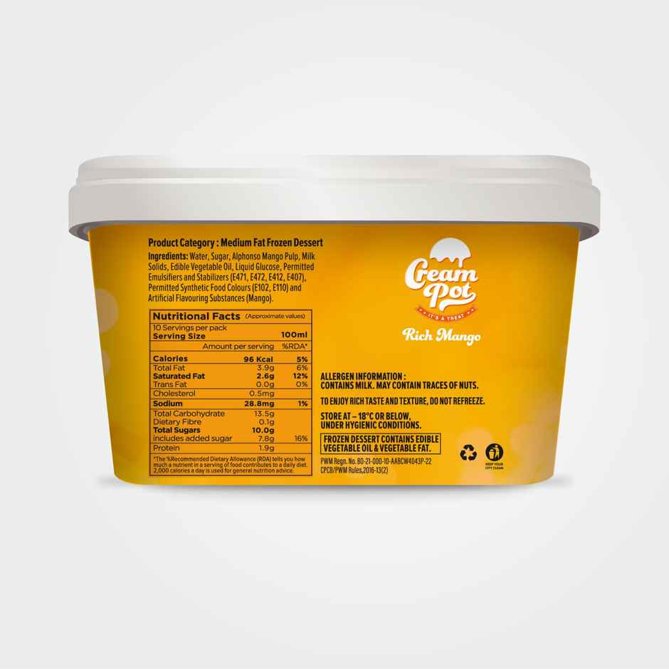 Cream Pot Mango Tub | Frozen Dessert Tub
