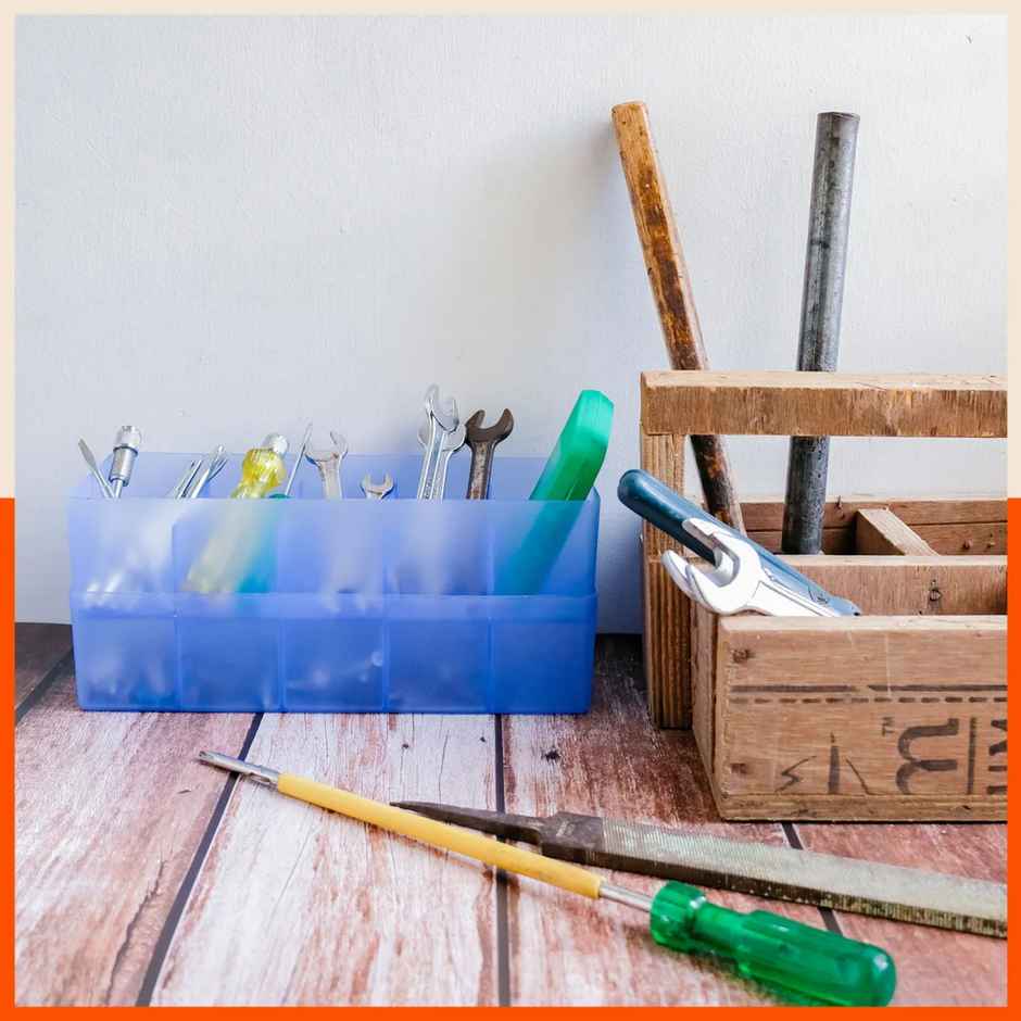 Bathla Set of 4 Drawer Organiser - Multi-purpose, Stackable, 5 Grids - DORI | Ocean