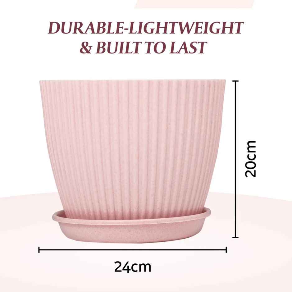 Kuber Industries Pack of 2 Flower Pots with Bottom Tray | Planters for Garden | Pink | 9 Inch