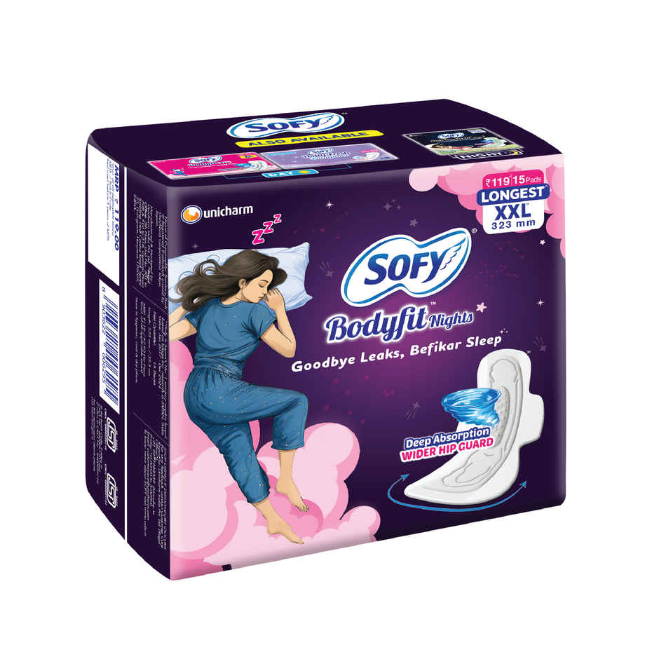 Sofy Women Bodyfit Night Longest Sanitary Pads | 2XL - 15 pcs