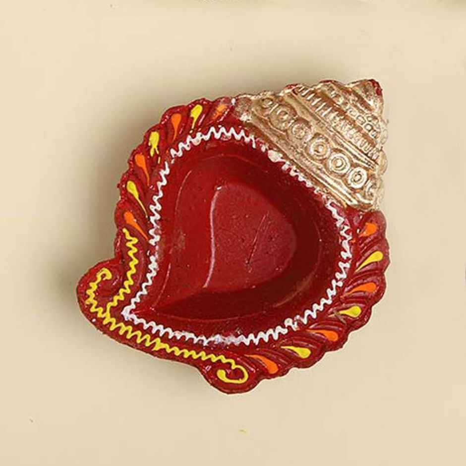 Leaf Decorative Clay Diya | Set of 4 | Designer Diya | Shruti Creations