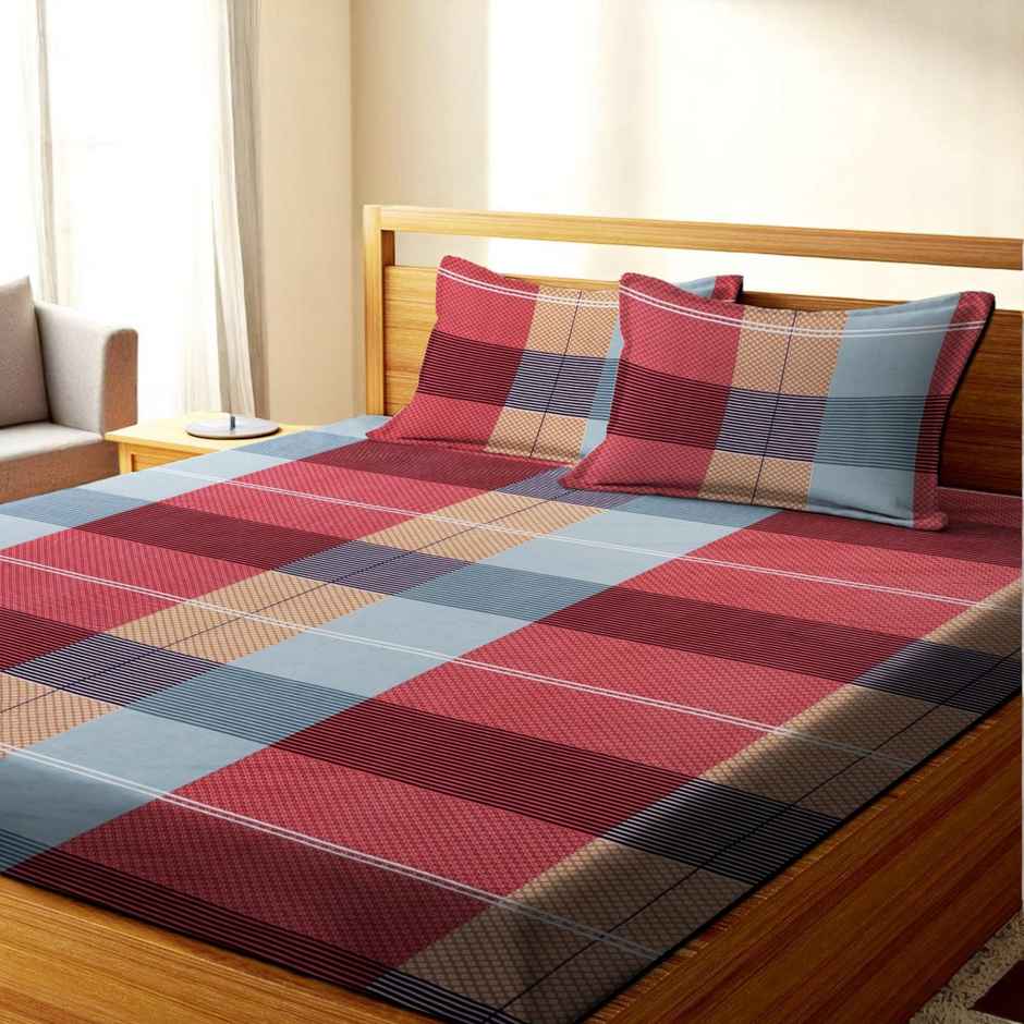 Dream Living Microfiber | 135 Gsm Double Bedsheet With 2 Pillow Covers | Red