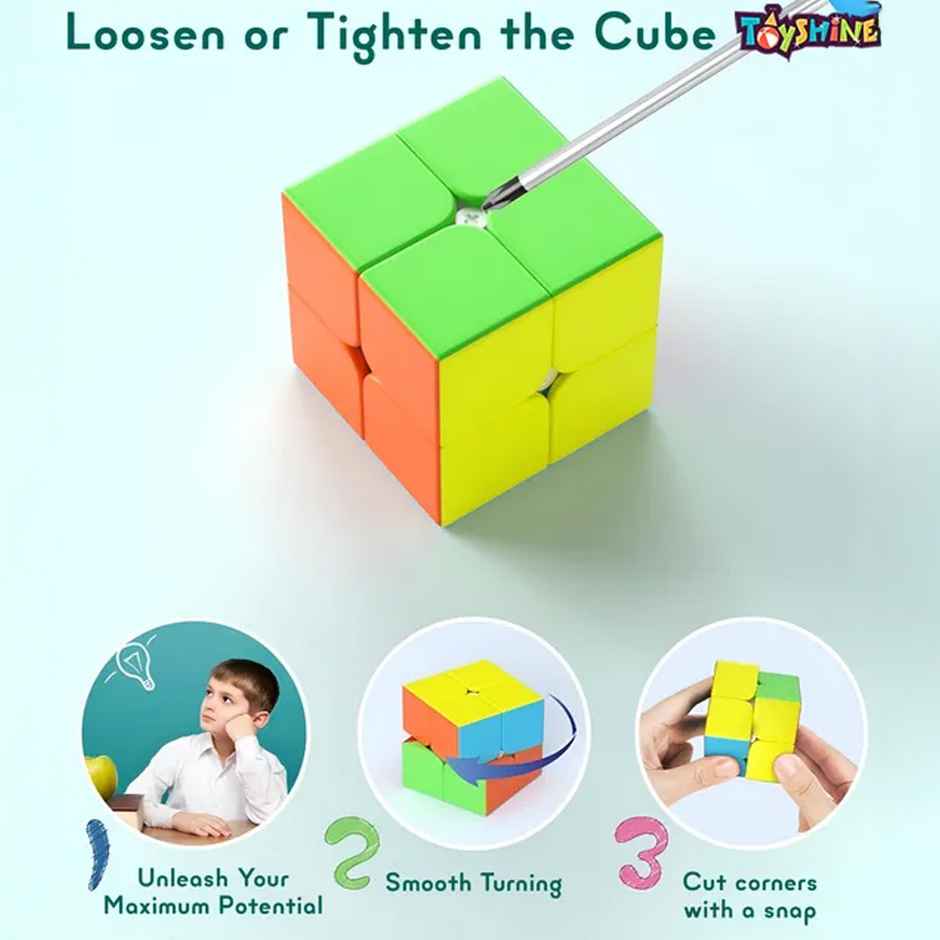 Toyshine 2x2x2 Stickerless Speed Cube - Stress Buster Brainstorming Puzzle