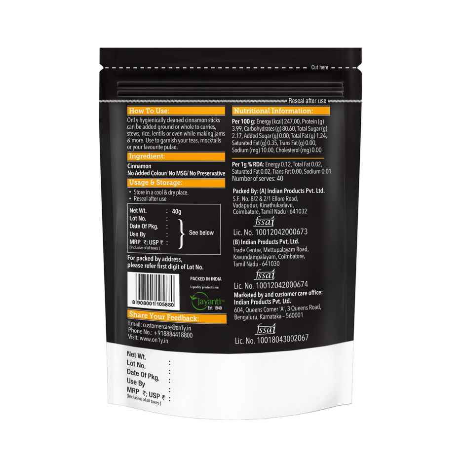 On1Y Whole Cinnamon | Dalchini Sticks