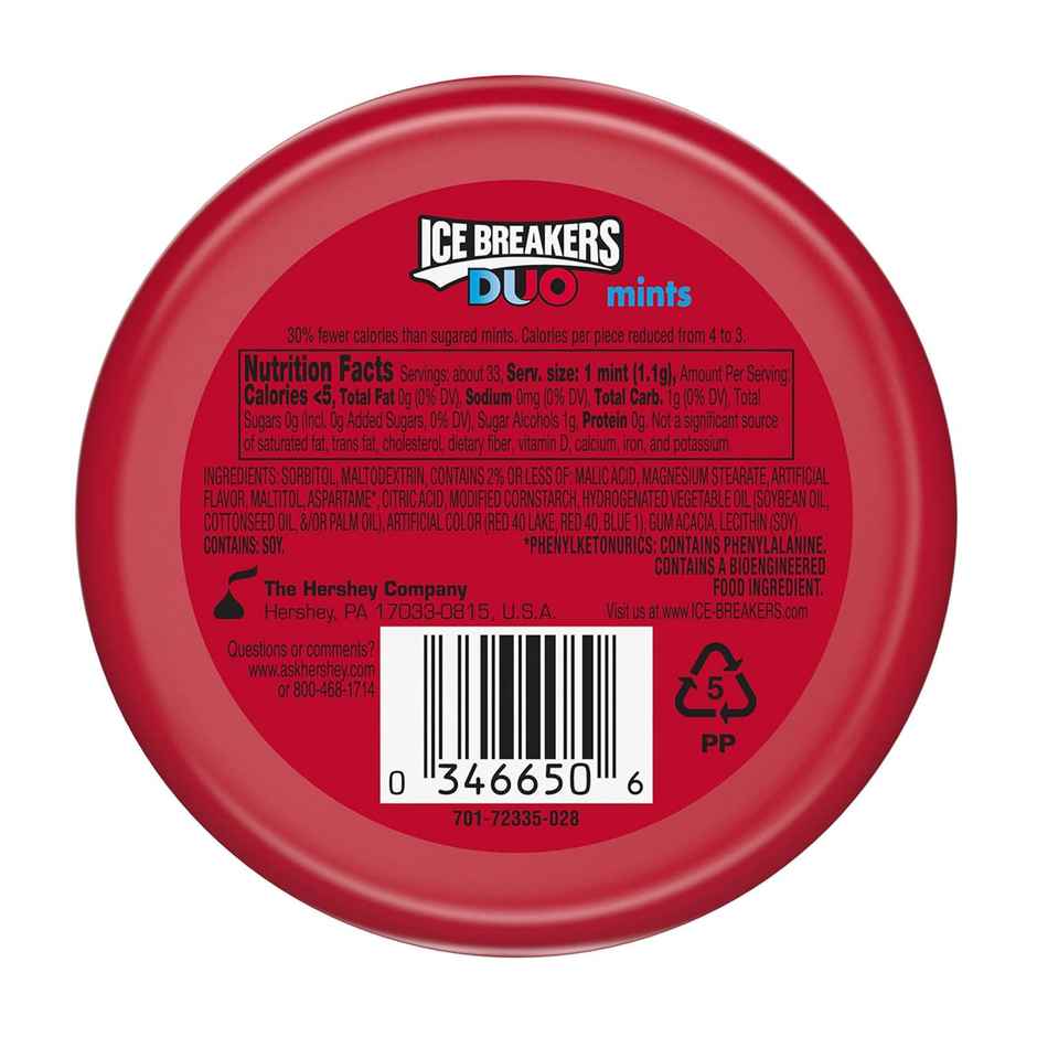 Ice Breakers Duo Strawberry Sugar Free Mint Candies