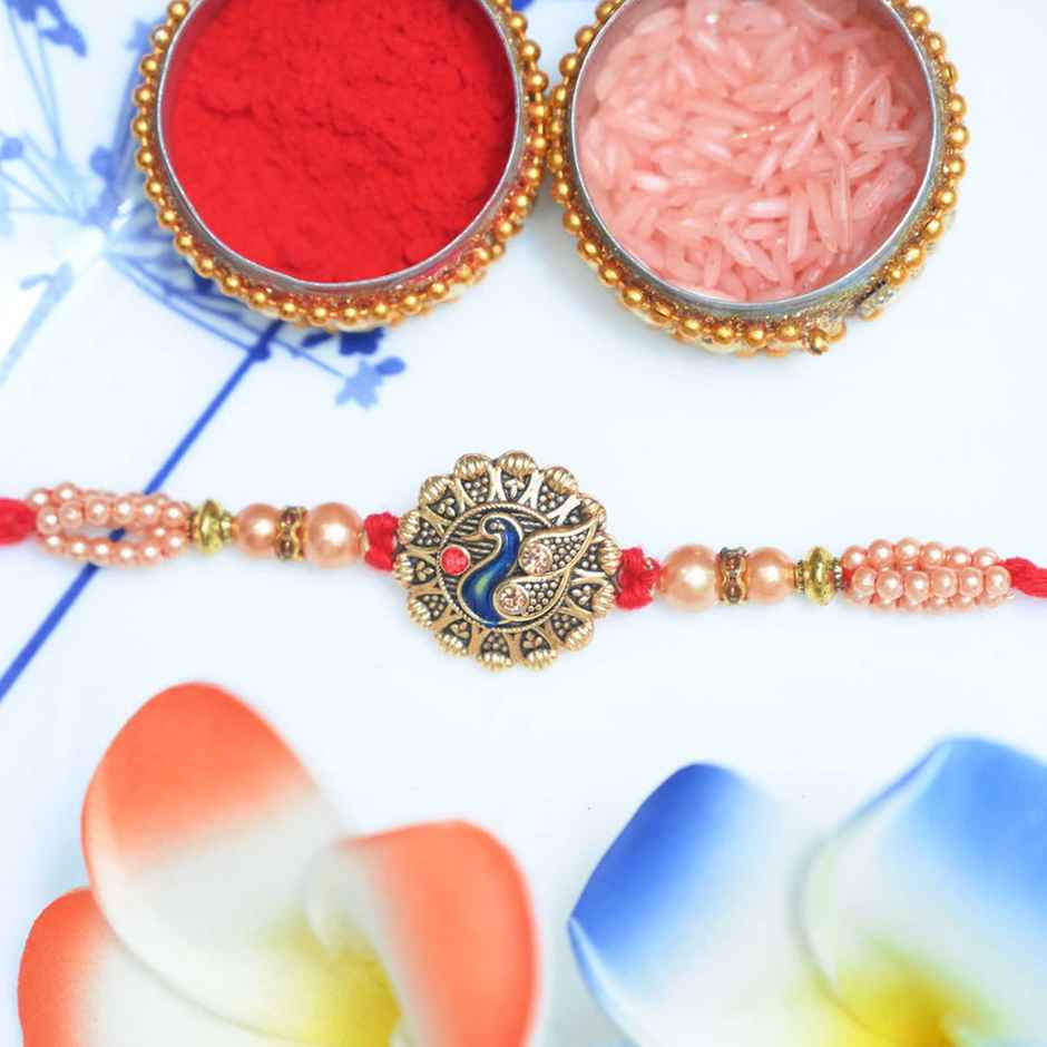 Aurum Fancy Peacock Rakhi With Meenakari