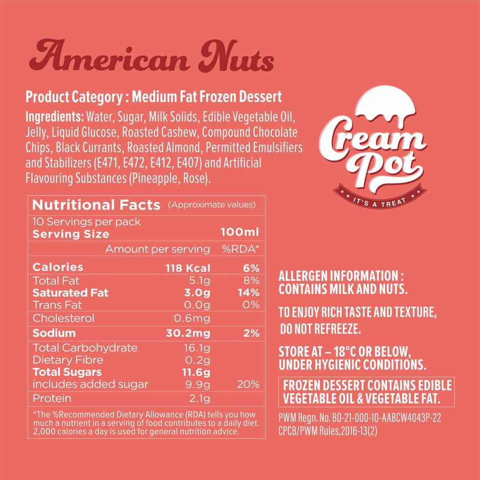 Cream Pot American Nuts Ice Cream Tub