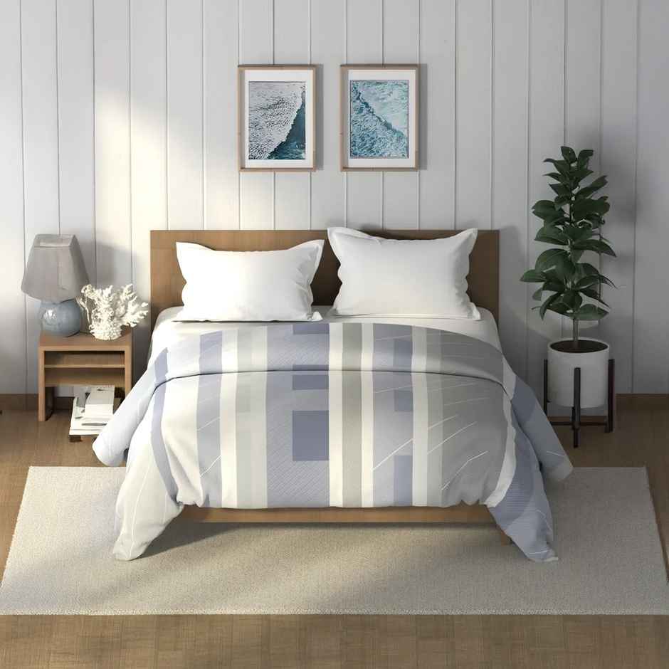 Nautica Super Soft 100% Cotton Fabric Comforter for All Weather | Double Size | Geometric | Blue