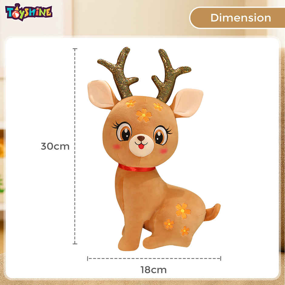 Spanker Sika Deer Soft Toy | Cute Deer Plush with Shimmer Horn | Brown - 29 cm