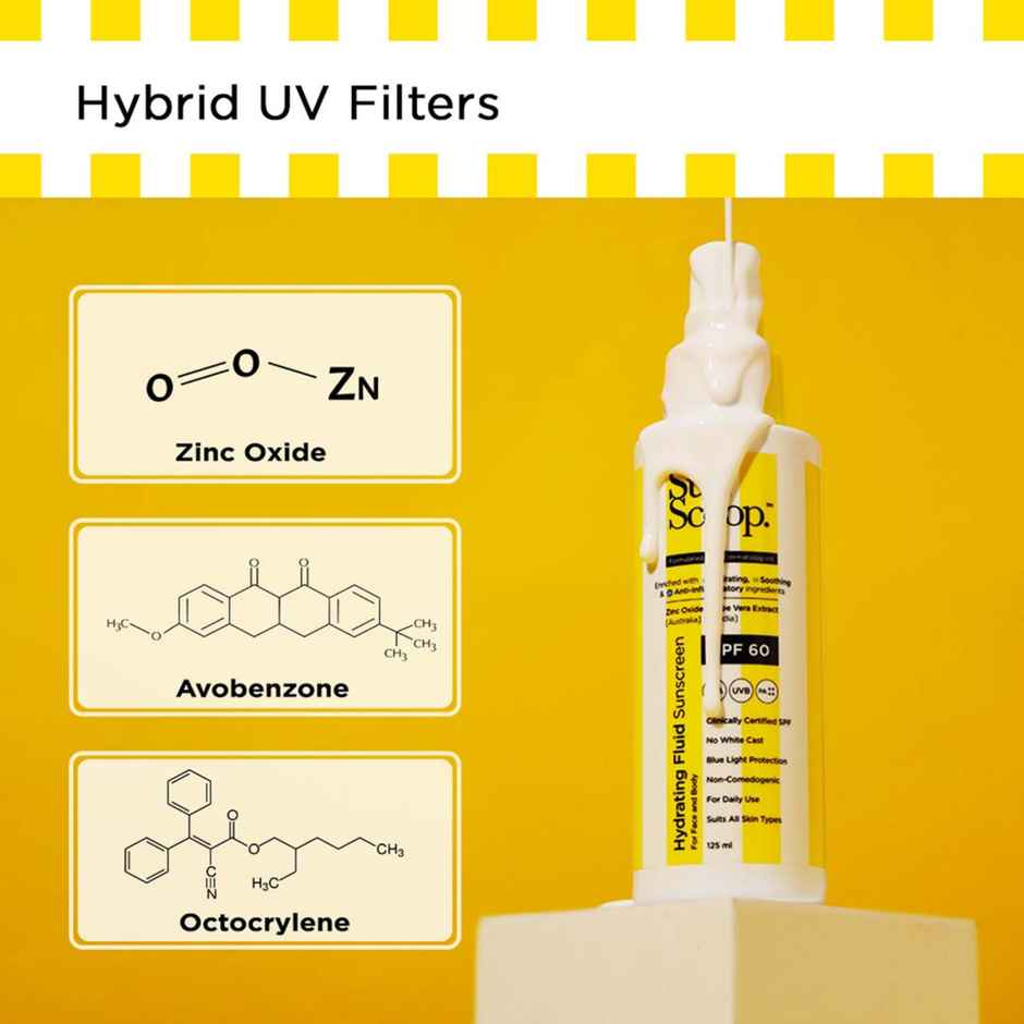 Sunscoop Hydrating Fluid Sunscreen SPF 60 PA++++ UV Filter Zinc Oxide No White Cast