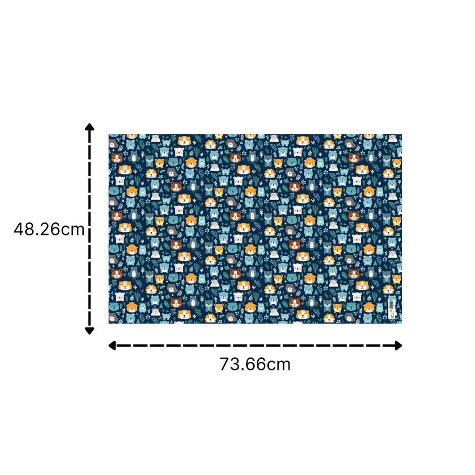 Paperpep Blue Cute Cartoon Animal Print Gift Wrapping Paper | 19 x 29 Inch | In Roll Pack