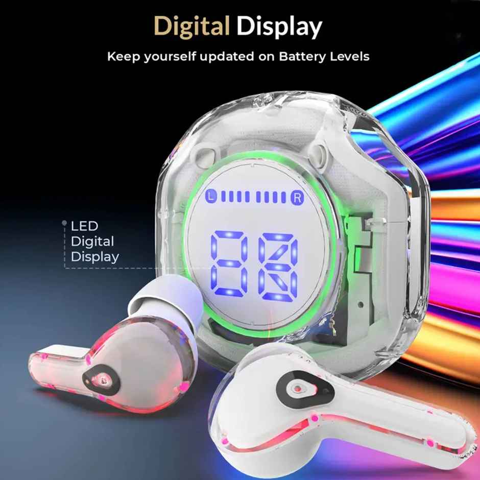 Aroma NB121 Almaty - 40 Hours Playback | TWS | Fast Charging with Digital Display | White