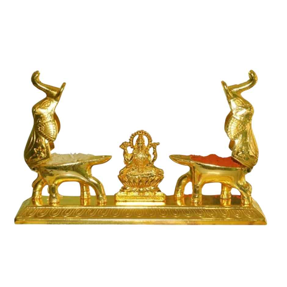 Kumkum/ Sindoor Box Double Gaj Ganesh in Gold Polish | Devnidhi