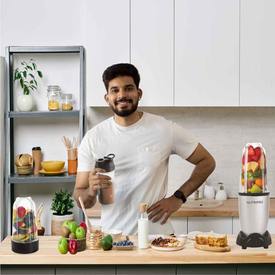 NUTRIPRO Nutri Blender Juicer Mixer Grinder 500W- 3 Jars & 2 Blades | Silver