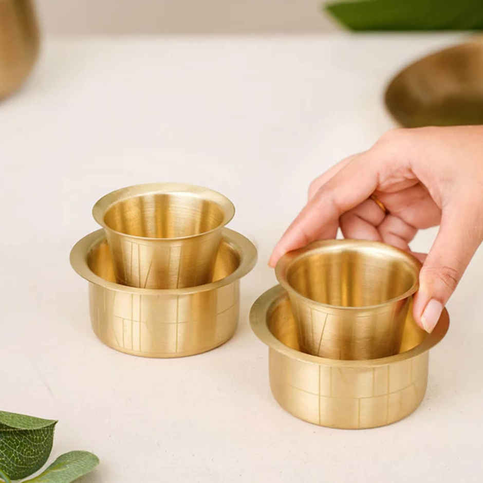 Nestasia Pure Brass Filter Coffee Tumbler Davara Set For 2 People
