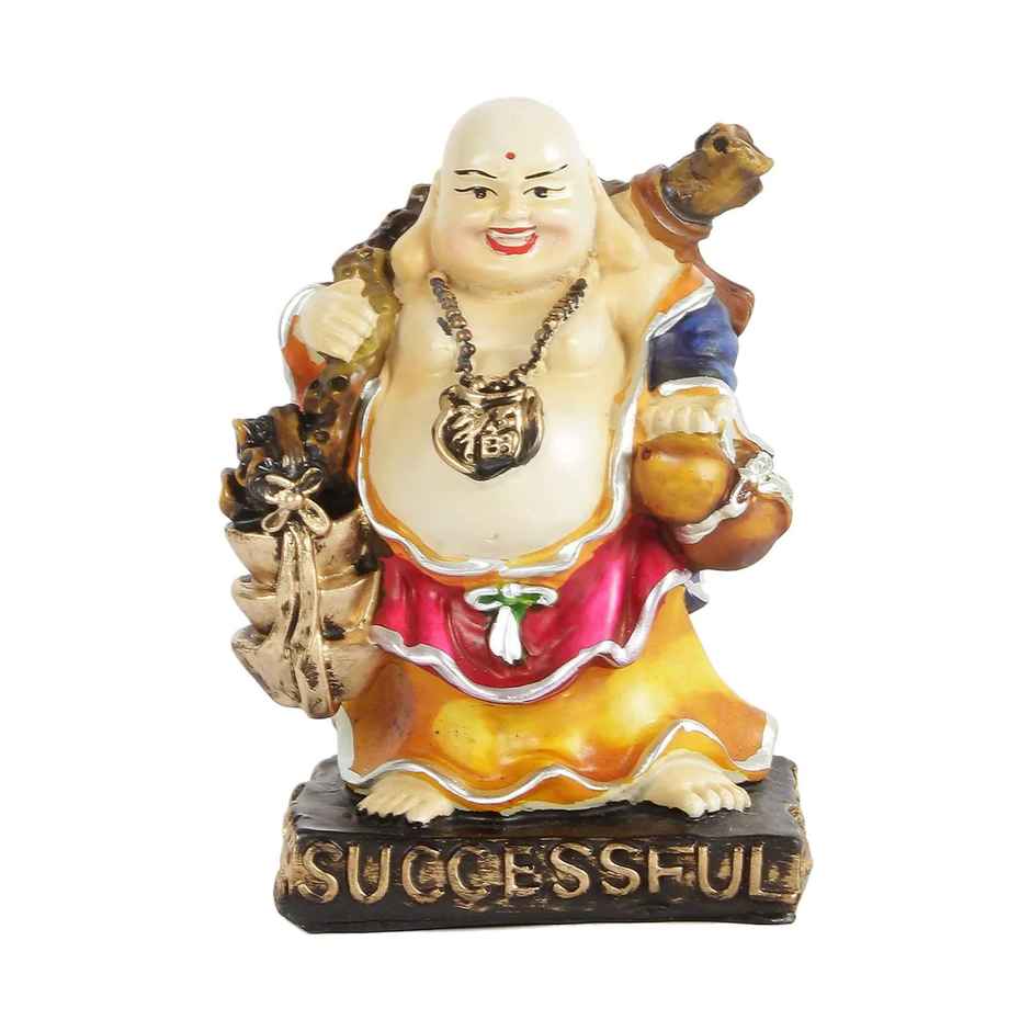 Tied Ribbons Laughing Buddha Statue Figurine Showpiece (18 Cm)