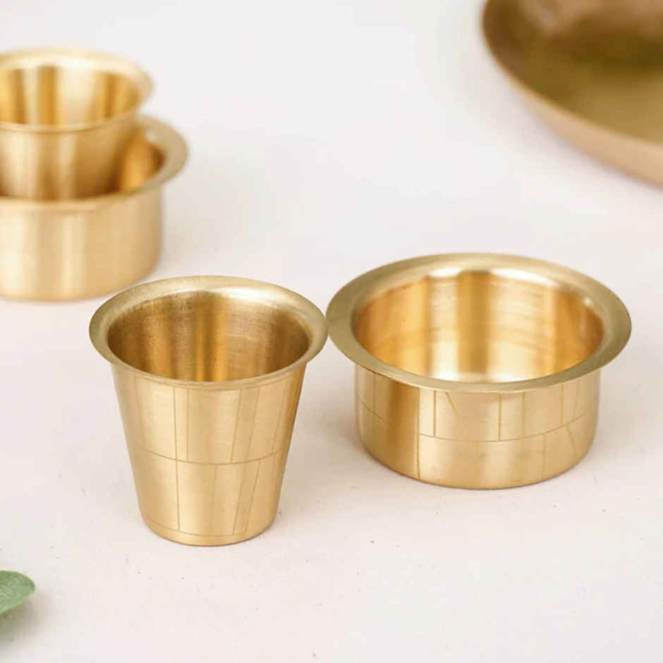 Nestasia Pure Brass Filter Coffee Tumbler Davara Set For 2 People