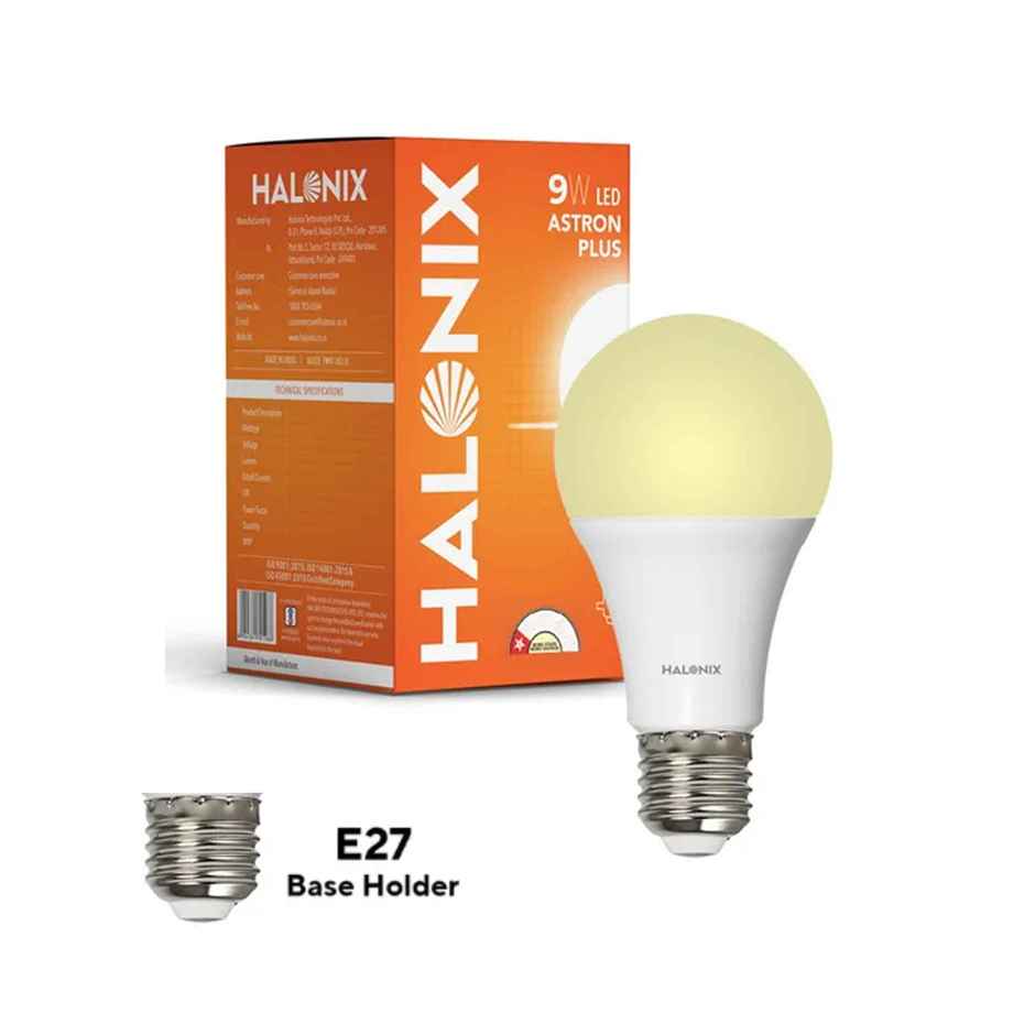Halonix 9W Screw Type, Warm White Yellow Led Bulb | E27 Base Holder