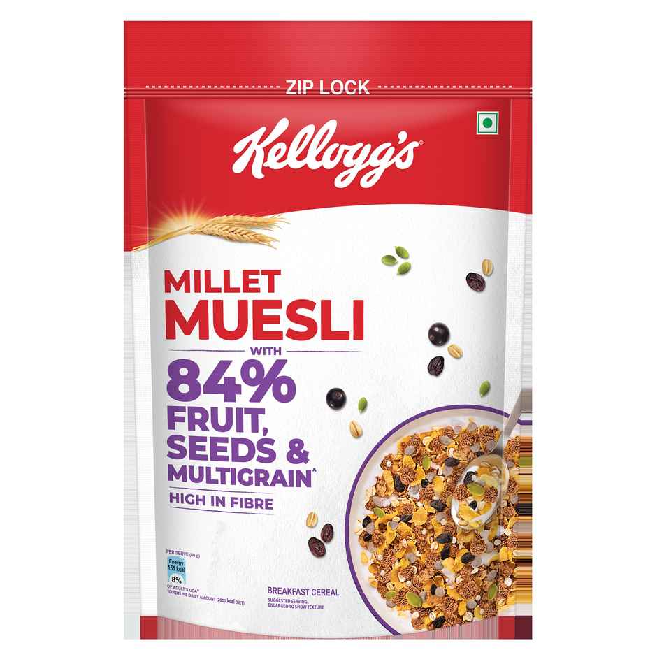 Kellogg's Millet Muesli with 84% Fruit, Seed and Multigrain|Power Breakfast|No Maida No Palm Oil