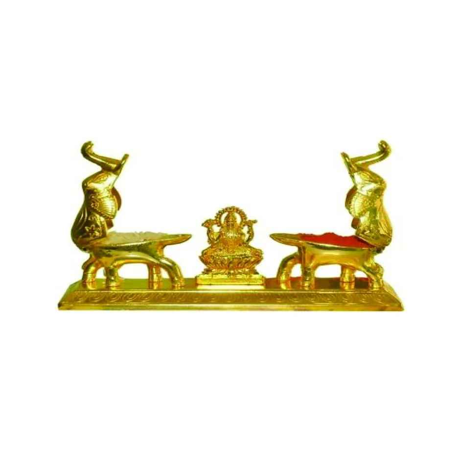 Devnidhii Kumkum/ Sindoor Box Gaj Laxmi Maa Dibbi in Gold Polish
