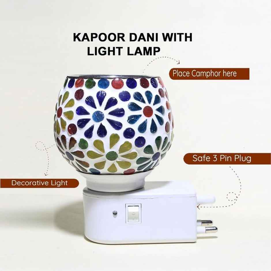 DesiDiya 2W Ceramic Camphor Diffuser Set with Night Lamp - Multicolour