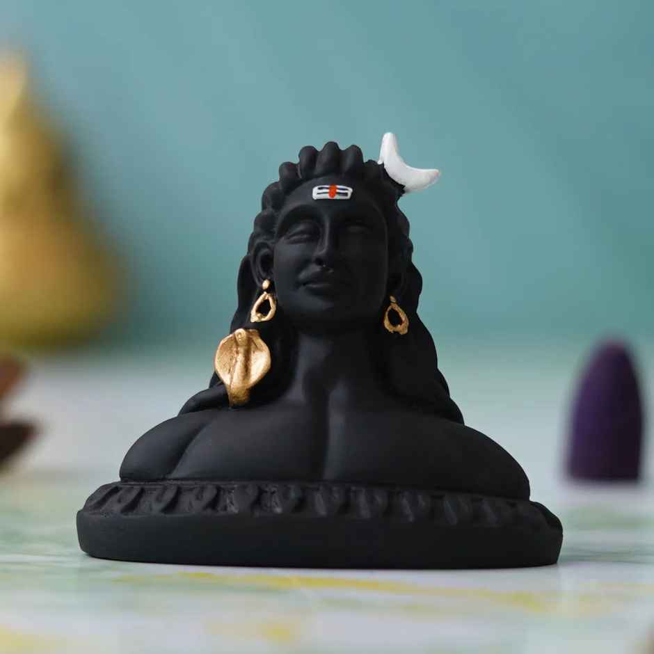 Handcrafted Polyresin Black Adiyogi Lord Shiva Statue | Ecraftindia