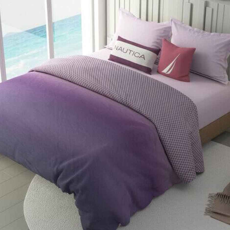 Nautica 100% Premium Cotton Fabric Comforter for All Weather | Double | Solid | Lilac, Multi