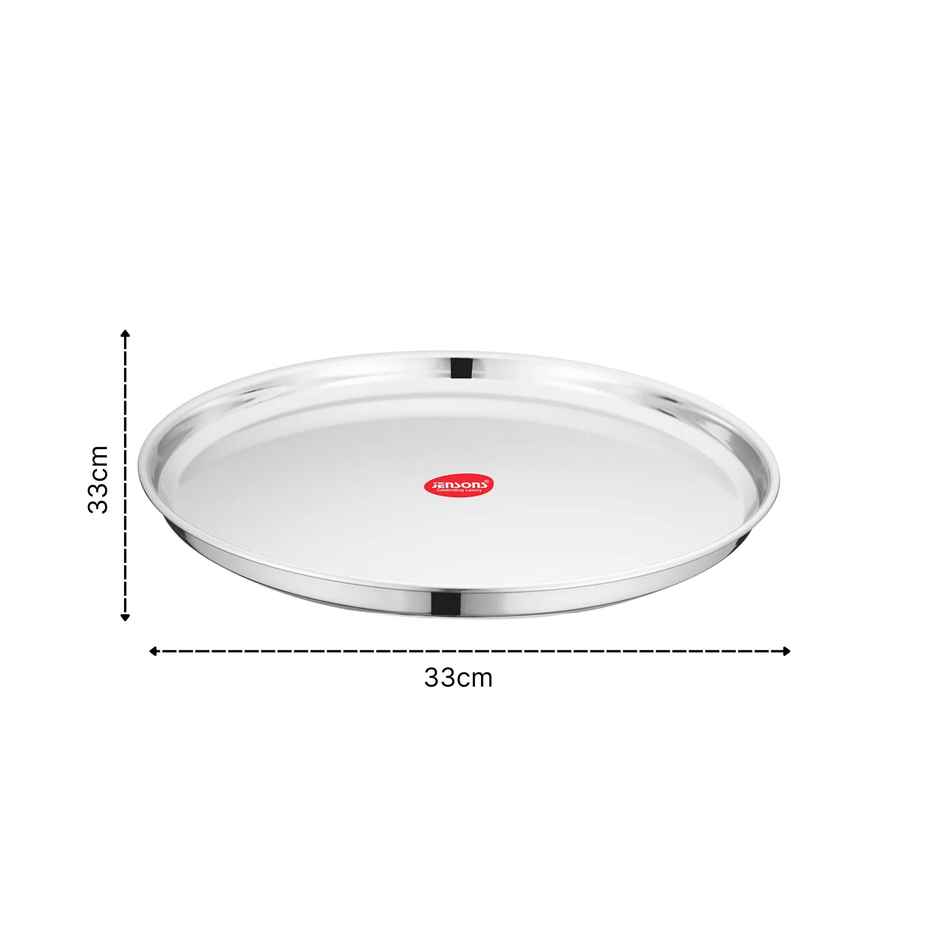  Jensons Stainless Steel  Thali, 28 cm, Silver, Durable Food Grade Material