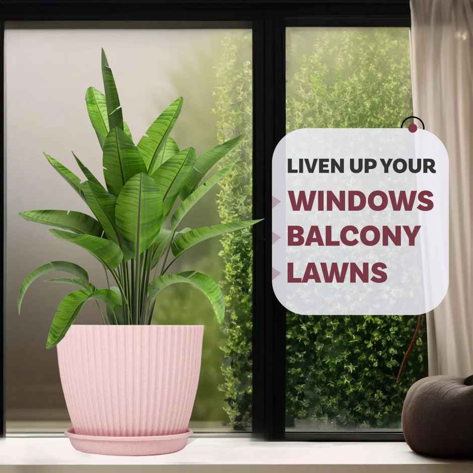 Kuber Industries Pack of 2 Flower Pots with Bottom Tray | Planters for Garden | Pink | 9 Inch