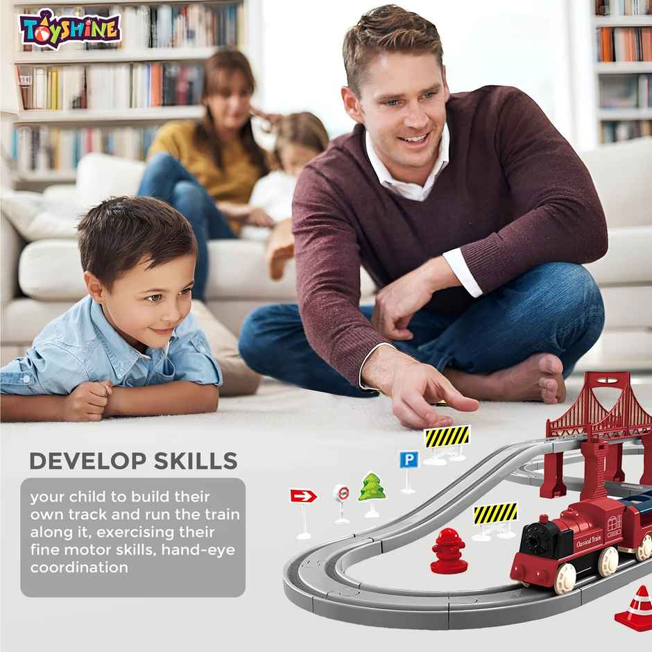 Toyshine 40 Pcs DIY Mini Train Track Set | Educational Toy for Kids | Age 3 and Above | Red