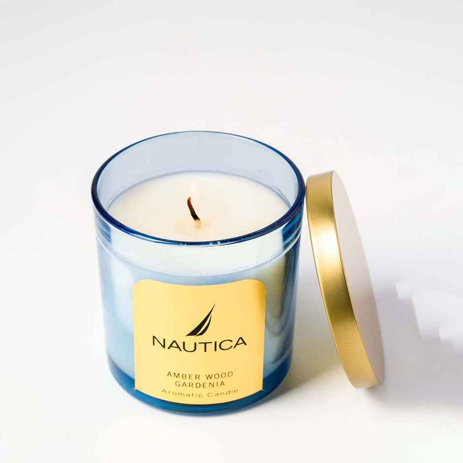 Nautica Premium Fragrance Jar Candle 1pc Amber Wood Gardenia Blue