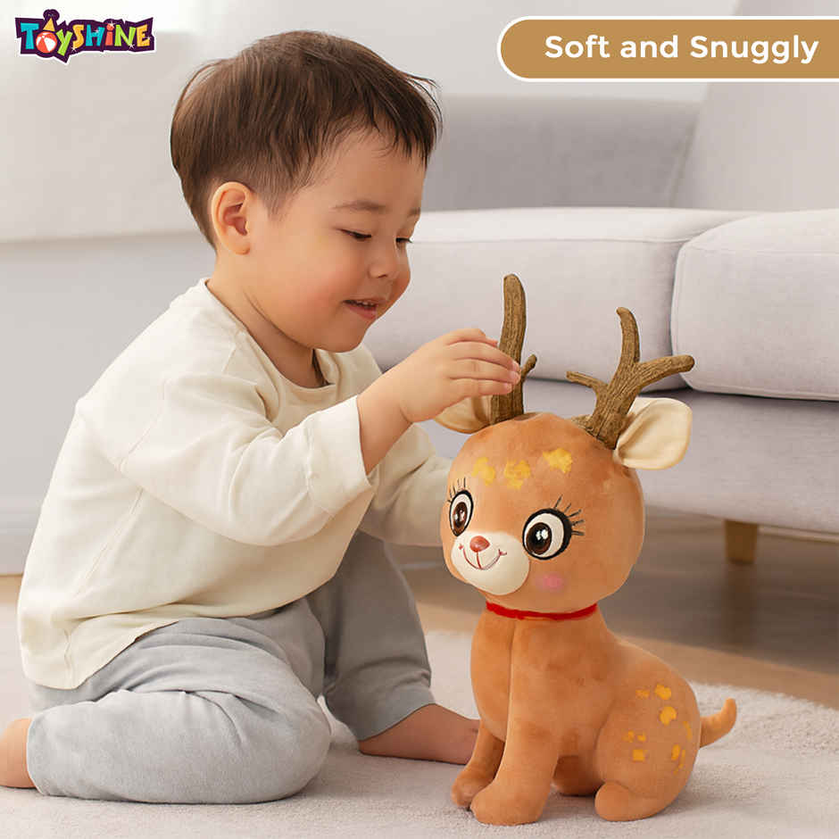 Spanker Sika Deer Soft Toy | Cute Deer Plush with Shimmer Horn | Brown - 29 cm