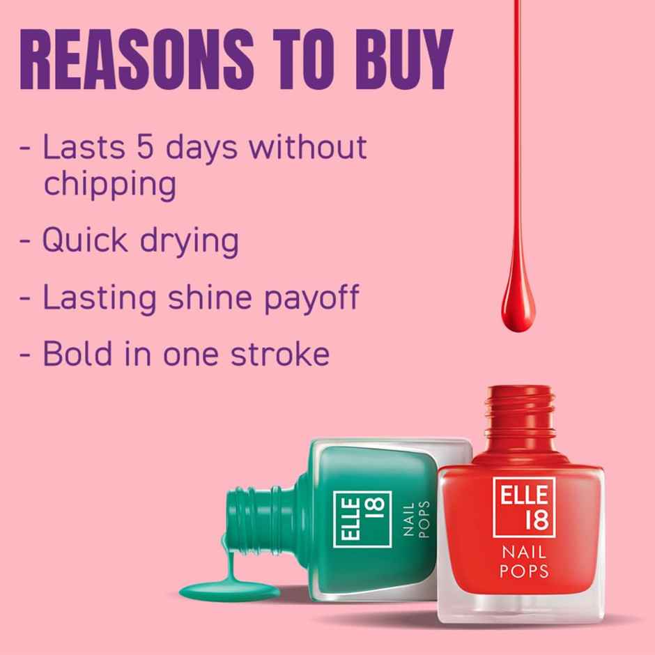 Elle 18 Nail Pops Nail Colour | Chip Resistant | Quick Drying | Glossy Finish - Shade 131