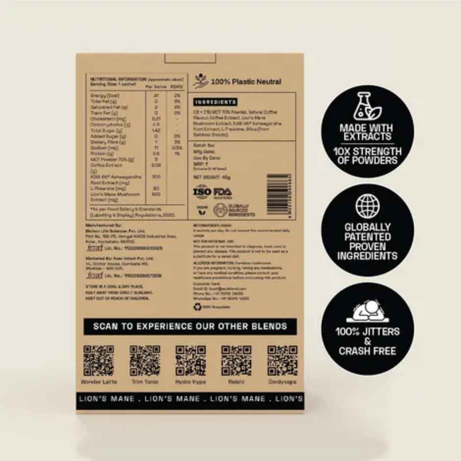 Ace Blend Lion's Mane Shroom Light Organic Coffee Premix