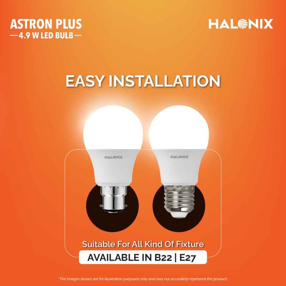 Halonix 4.9W White Led Bulb | B22 Base Holder Combo 