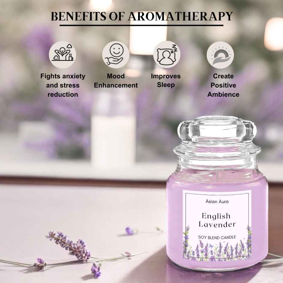 Scented Jar Candle | English Lavender | Fragranced 70G Wax | Asian Aura